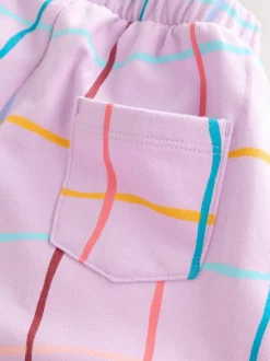 Lilapaars geruit - Broek met structuur en wijde kortere pijpen (3mnd -7jr)