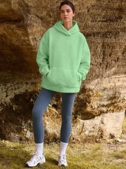 Limoengroen - Soft Teddy Borg Longsleeve Hoodie