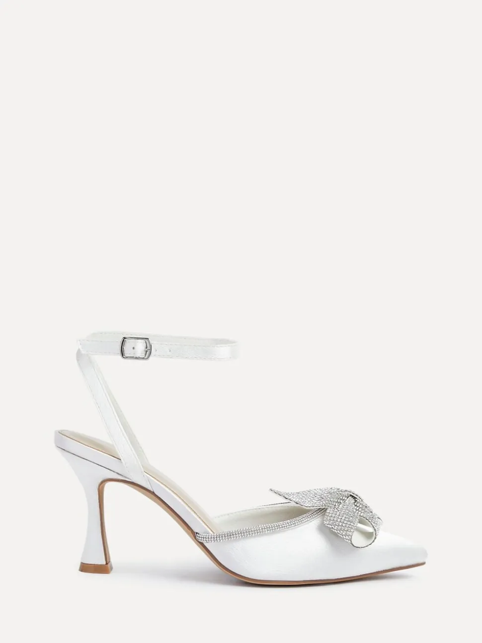 Linzi Bruidskleding Angela Satijn Diamante Strik detail pumps