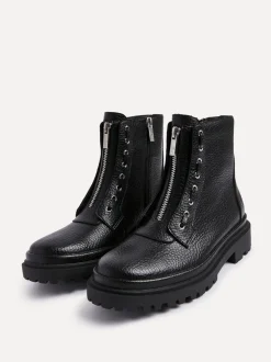 Linzi Launch Military Boots With Front Zip Detail