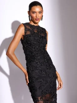 Lipsy 3d Floral Mesh Midaxi Bodycon Dress