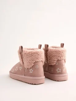 Lipsy Faux Shearling Lined Print Pull On Slipper Ankle Boots