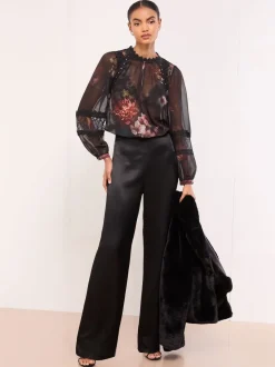 Lipsy Floral Lace Insert Sheer Blouse
