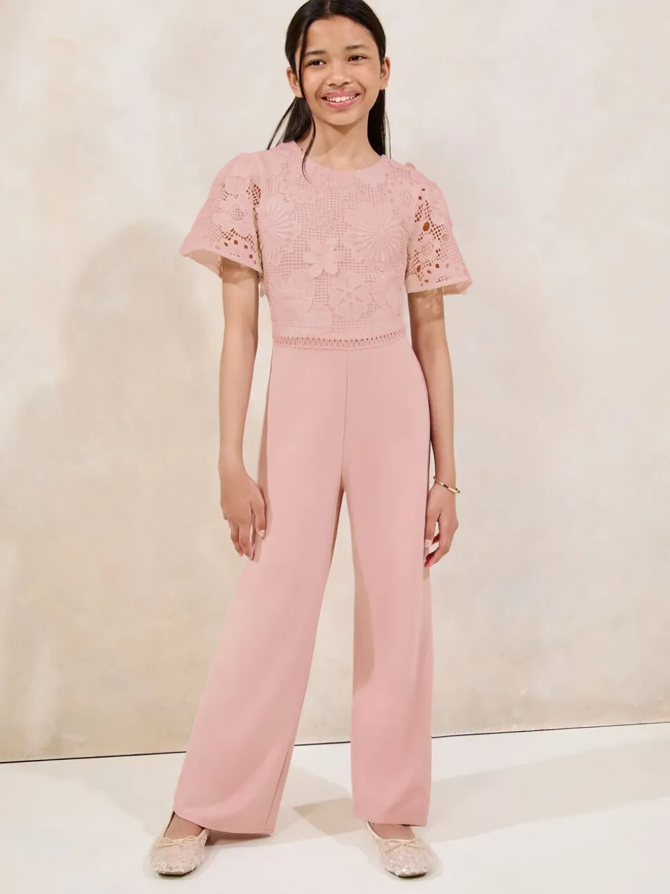 Lipsy 2-in-1 geplooide gelegenheids-jumpsuit met fladdermouwen (5-16jr)