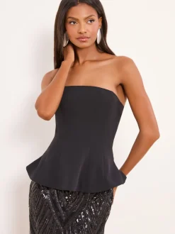 Lipsy Premium Bandeau Corset Sequin Combination Maxi Dress