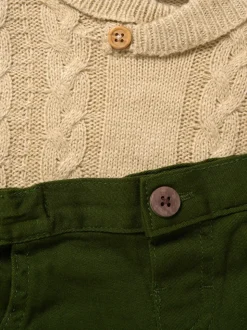 Little Gent True Knit Vest, Bodysuit, Trousers and Bow Tie Brown Set
