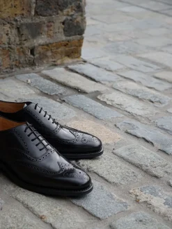 Loake 302brg Oxford-brogues van zwart gepolijst leer