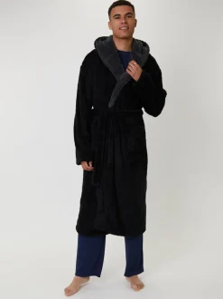 Loungeable - Kamerjas met contrasterende kraag en sherpa met capuchon
