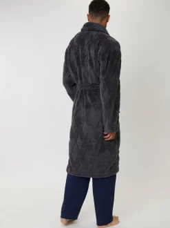 Loungeable Diamond Cut Mens Shawl Dressing Gown