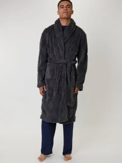 Loungeable Diamond Cut Mens Shawl Dressing Gown