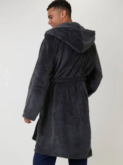 Loungeable Textured Hooded Mens Dressing Gown