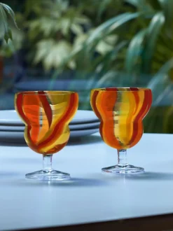LSA International Set of 2 Folk Water Wine Glasses 230ml