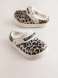 Luipaard - smALLSAINTS Print Borg Lined Clog Slippers