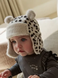 Luipaard-imitatiebont met oren - Baby pilotenmuts (0mnd -2jr)