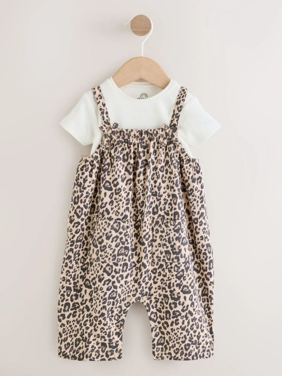 Luipaardprint - Babyjersey bretelbroeken en Bodysuits Set van 2 stuks (0maanden -3jaar)