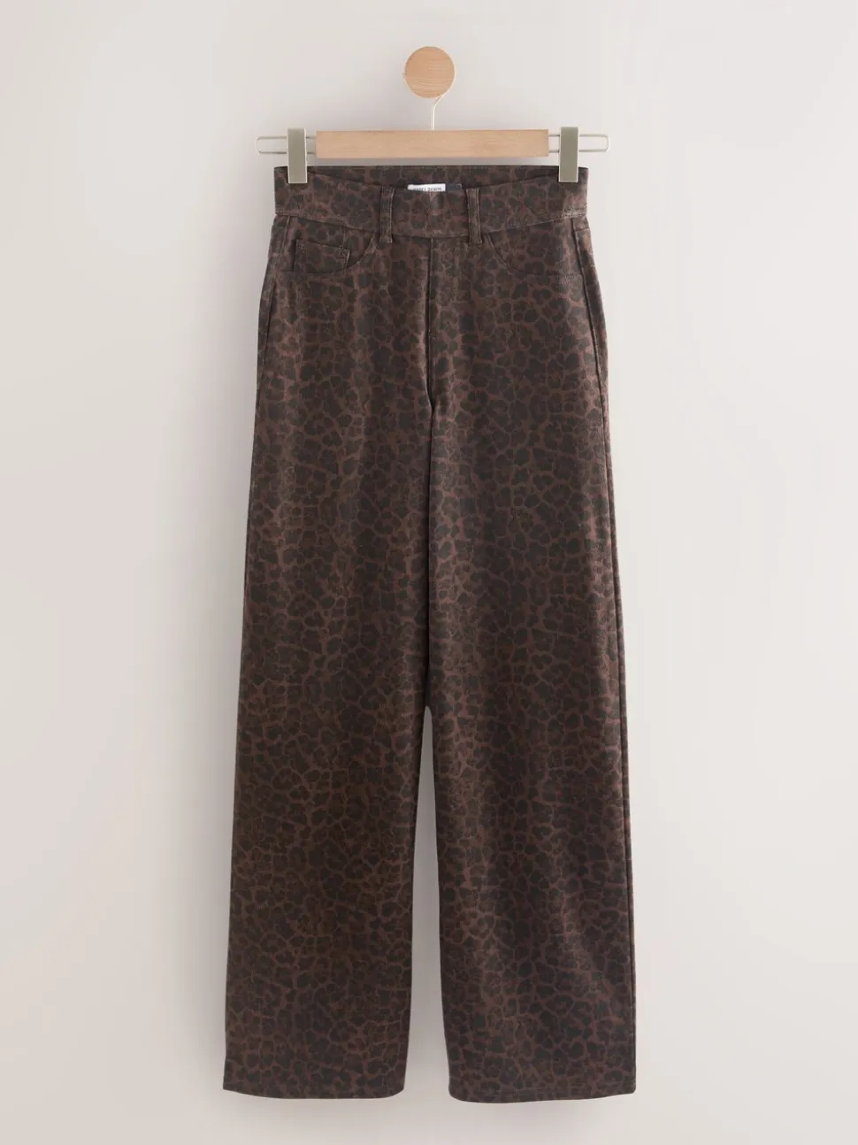 Luipaardprint - Jersey denim broek met wijde pijpen