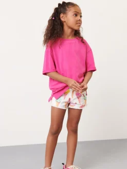 Magenta-roze - Oversized T-shirt (3-16 jr)