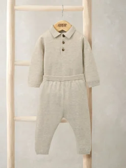 Mamas & Papas Knit Polo Bodysuit & Bottoms Set
