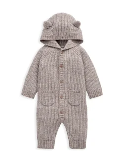 Mamas & Papas Ribbed Knitted Romper with 3D Bear Ears