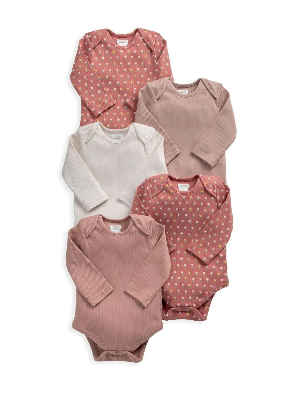 Mamas & Papas Woodblock Long Sleeve Bodysuits Pack of 5