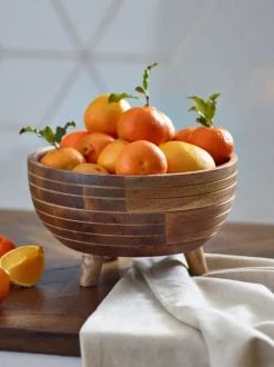 Mangohouten fruitschaal op pootjes