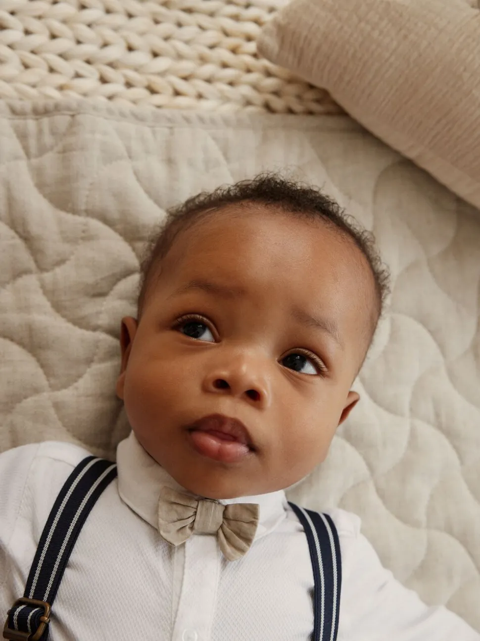 Marineblauw - 4 -delige babyset van overhemd, broek en bretels (0mnd-2jr)