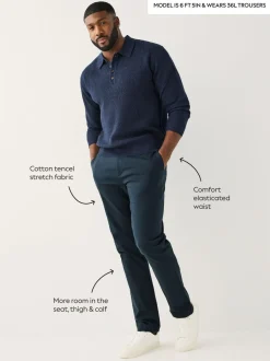 Marineblauw - Aansluitend - Slim-fit katoenen TENCEL™ lyocell blend chino's met comfortabele tailleband.