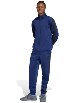 Marineblauw - adidas Sportswear basic tricot trainingspak met 3 strepen
