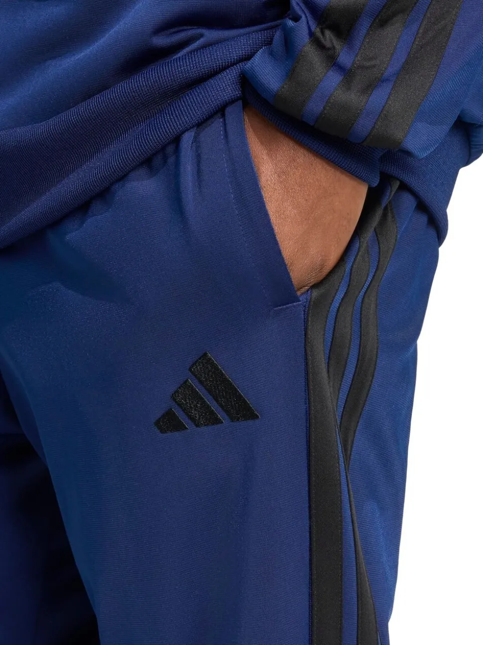 Marineblauw - adidas Sportswear basic tricot trainingspak met 3 strepen
