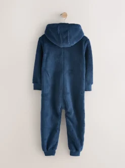 Marineblauw - All-in-ones fleece pyjama (3-16jr)