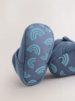 Marineblauw - Baby slofjes met klittenbandsluiting (0-2mnd)