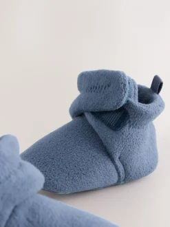 Marineblauw - Baby slofjes met klittenbandsluiting (0-2mnd)