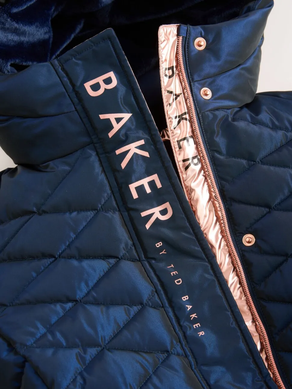 Marineblauw - Baker by Ted Baker - Regenbestendige halfzware gevoerde jas met ceintuur