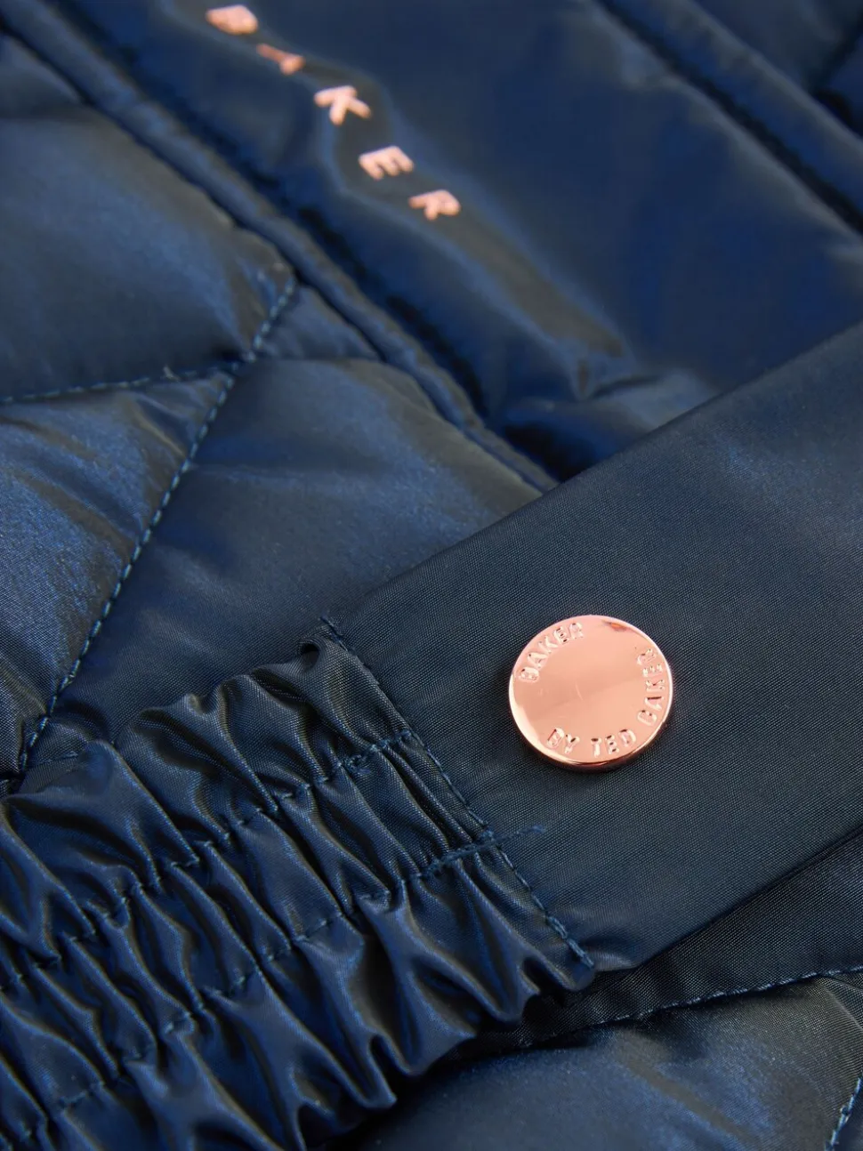 Marineblauw - Baker by Ted Baker - Regenbestendige halfzware gevoerde jas met ceintuur