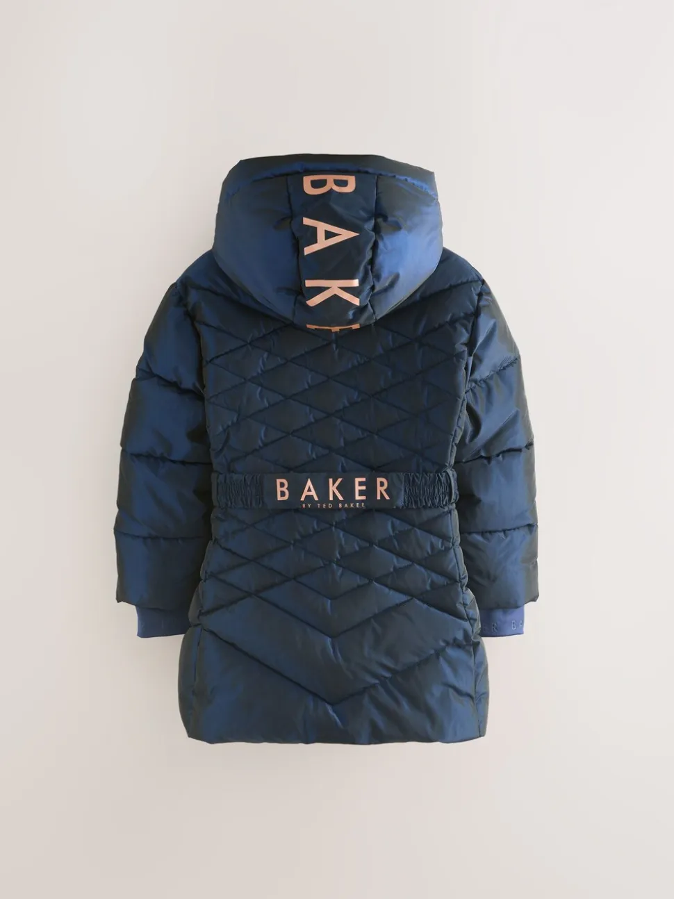 Marineblauw - Baker by Ted Baker - Regenbestendige halfzware gevoerde jas met ceintuur