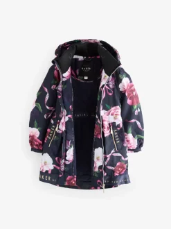 Marineblauw - Baker by Ted Baker regenjas met merklogo op de zoom
