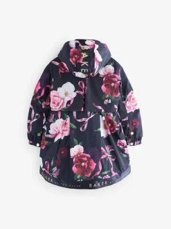 Marineblauw - Baker by Ted Baker regenjas met merklogo op de zoom