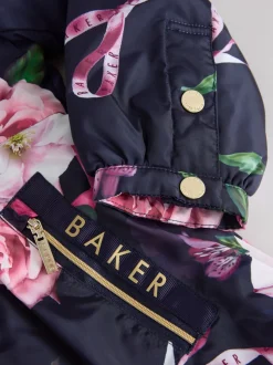 Marineblauw - Baker by Ted Baker regenjas met merklogo op de zoom