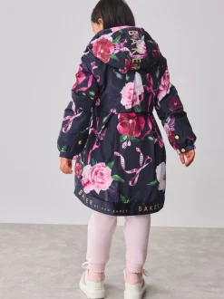 Marineblauw - Baker by Ted Baker regenjas met merklogo op de zoom