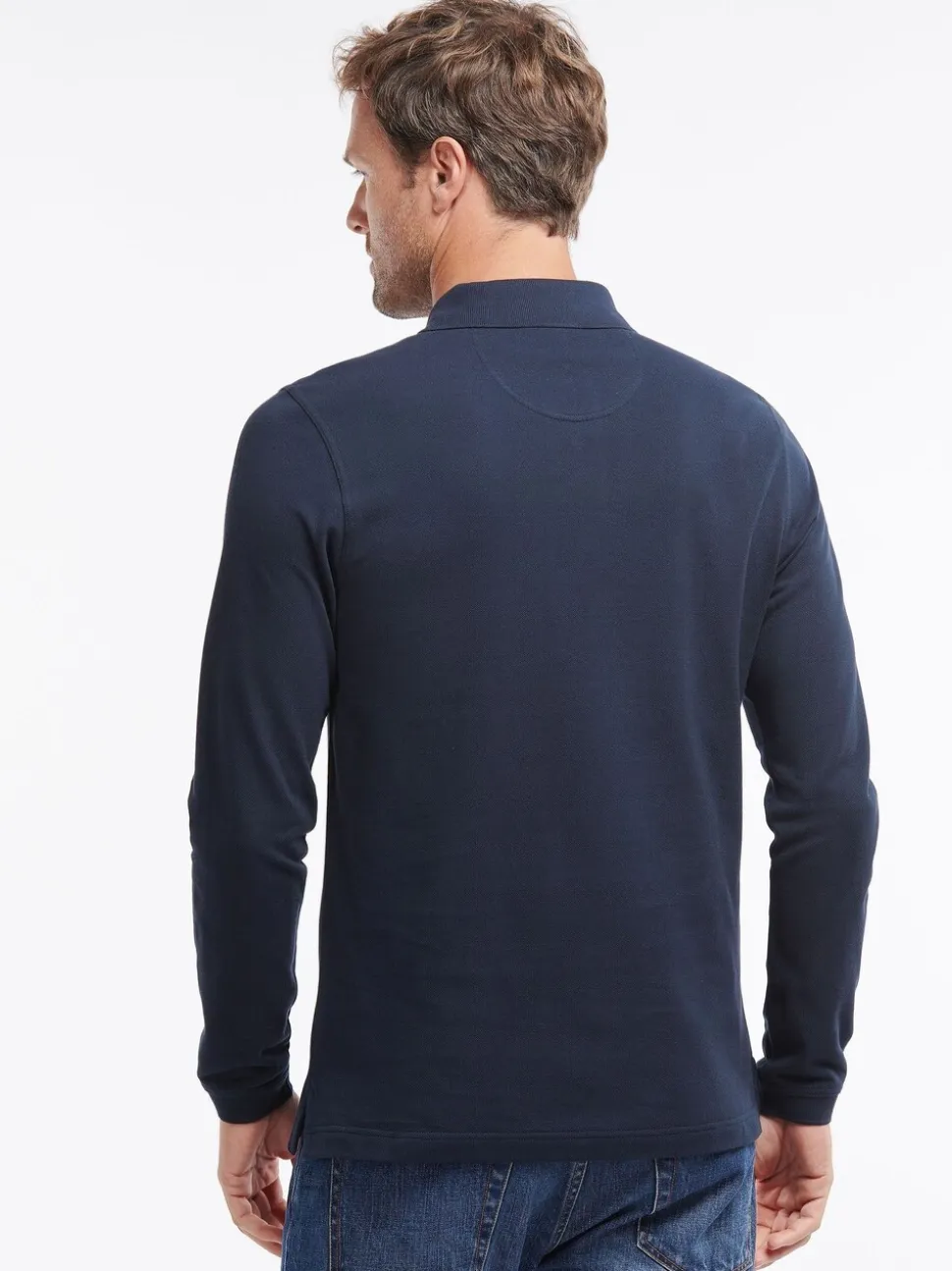 Marineblauw - Barbour® - Essential sport poloshirt met lange mouwen