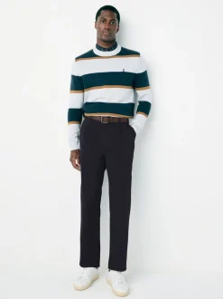 Marineblauw - Belted Soft Touch Pleated Chino Trousers