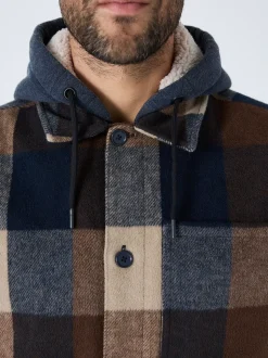 Marineblauw - Borg Lined Check Hooded Shacket