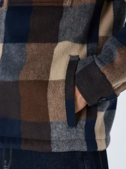 Marineblauw - Borg Lined Check Hooded Shacket