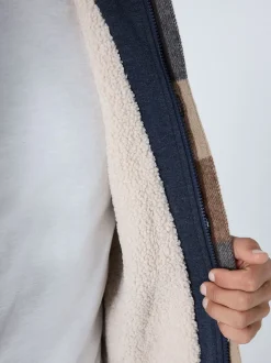 Marineblauw - Borg Lined Check Hooded Shacket