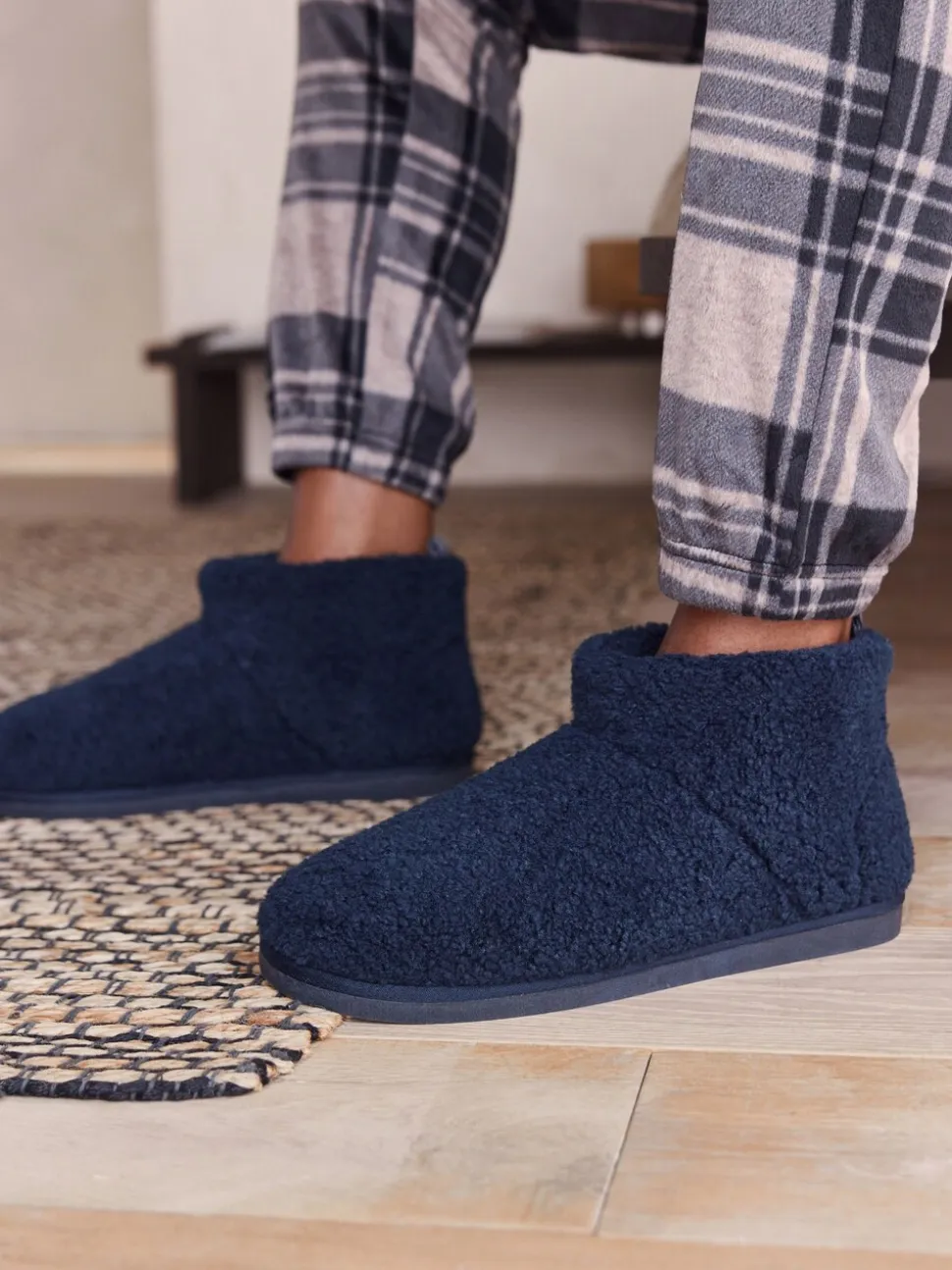 Marineblauw - Borg pantoffels