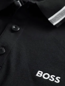 Marineblauw - BOSS Regular Fit Paddy poloshirt met contrasterende kraag