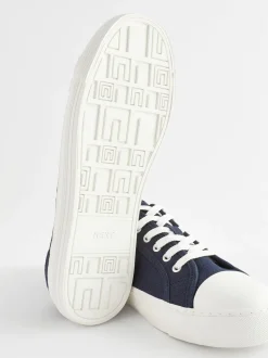Marineblauw - Canvas honkbalsneakers