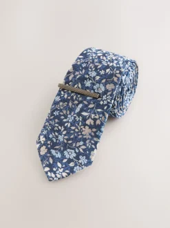 Marineblauw - Das met bloemenprint