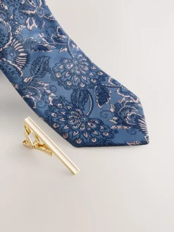 Marineblauw - Design stropdas en clip