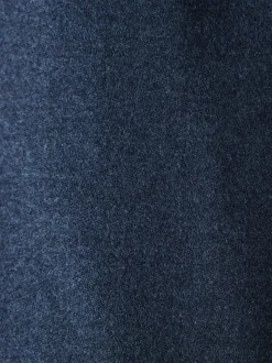 Marineblauw - Elasticated Waist Wool Rich Textured Formal Trousers